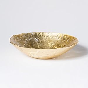 Vietri Moon Glass Medium Bowl, Gold, Handmade Decorative Dish, Fruit & Candy Bowl for Office/Home