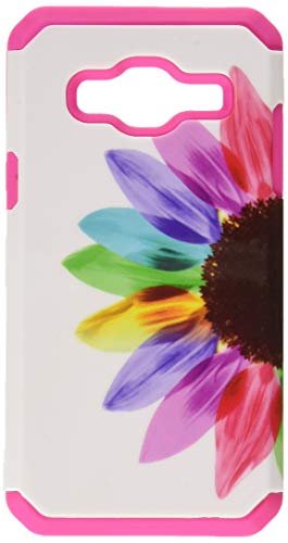 Galaxy Luna Case, Galaxy Express 3 Case, Galaxy Amp 2 Case, J1 2016 Case [Shock/Impact Resistant] Hybrid Dual Layer Defender Protective Case Cover for Galaxy Amp 2 / Luna / Express 3, Pink Sun Flower