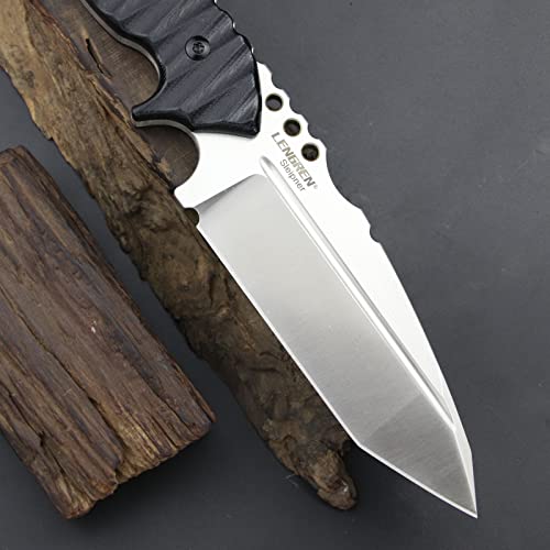 Lengren Heavy Knife 10.7 Inches Sleipner Steel Full Tang Tanto Fixed Blade,Outdoor Camping Tactics Knife,Flax&G10 Handle With Kydex Sheath (G10 Black+White) #TOP7