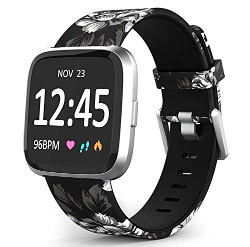 TreasureMax Bands Compatible with Fitbit Versa/Fitbit Versa 2/Fitbit Versa Lite for Women Men,Silicone Fadeless Pattern Printed Replacement Floral Bands for Fitbit Versa Smart Watch