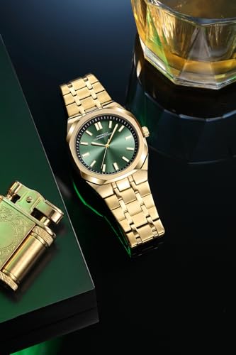 Image of French Connection Lumiere | Analog Display | Green Dial | Gold Stainless Steel Strap | Watch for Men - FCU16NGM