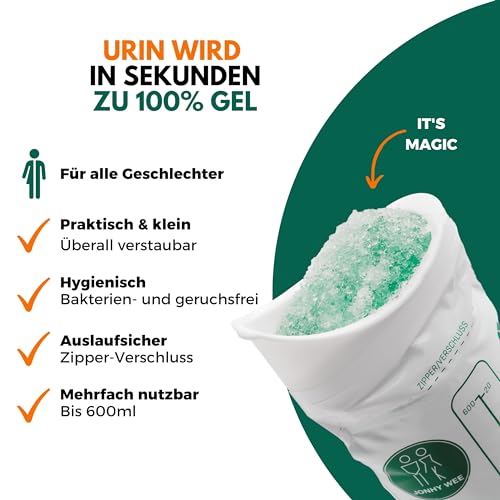 Urinbeutel Jonhy Wee Pinkelbeutel für unterwegs 600ml 3 Stück