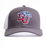 Liberty Hat LU Flames NCAA Collegiate Embroidered Patch Charcoal and White Mesh Trucker Hat with Adjustable Snapback Closure Baseball Cap (Liberty University)