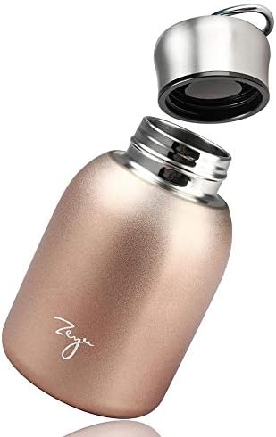 Mini Thermal Flasks 9oz/260ml Small Vacuum Insulated Water Bottle Non-Leak Juice Milk Tea Vacuum Hot and Cold Water Coffee Bottle Girls Boys Kids Adults Gift (Rose gold color)