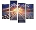 Produktbild KPWAN Dekoration 4 Stücke Sea Wall Art Brücke Sonnenuntergang Poster Moderne Seascape Wohnzimmer Bilder Leinwanddrucke Kein Rahmen Größe D