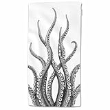 HGOD DESIGNS Octopus Tentacle Hand Towels Deep Sea Monster Ocean Squid Animal Grey Foot Soft Hand Towel for Bathroom Kitchen Yoga Gym Decorative Towels 15'X30'