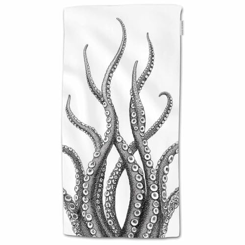 HGOD DESIGNS Octopus Tentacle Hand Towels Deep Sea Monster Ocean Squid Animal Grey Foot Soft Hand Towel for Bathroom Kitchen Yoga Gym Decorative Towels 15"X30"