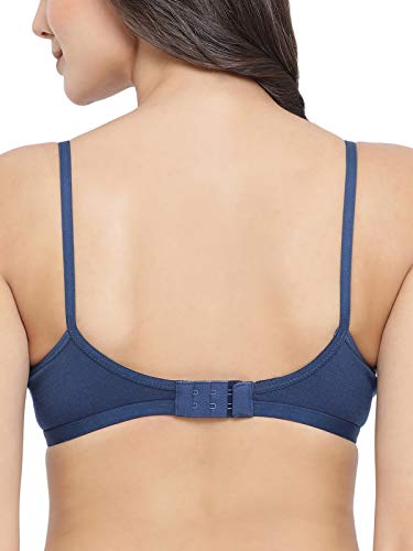 Image of Clovia Women's Cotton Rich Solid Non-Padded Full Cup Wire Free Everyday Bra - Dark Blue