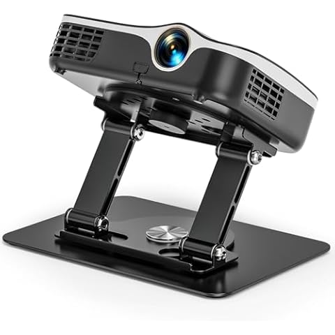 JUBOR Foldable Projector Stand, 360° Rotatable Projector Mount Stand with 1/4" Screw, 22 Lbs Load Capacity and Carbon Steel Metal Structure for Most Projectors, Suitable for Home, Office, Outdoor Cover