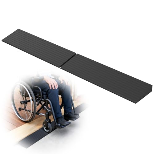 Nuvium 1 Rise Rubber Threshold Ramps for Doorways 34 Wide Modular Wheelchair Ramp 2 PCS Wheelchair Ramp Access Ramps for Wheelchairs Strollers Sweepers Bathrooms Entryways 2000LBS Capacity