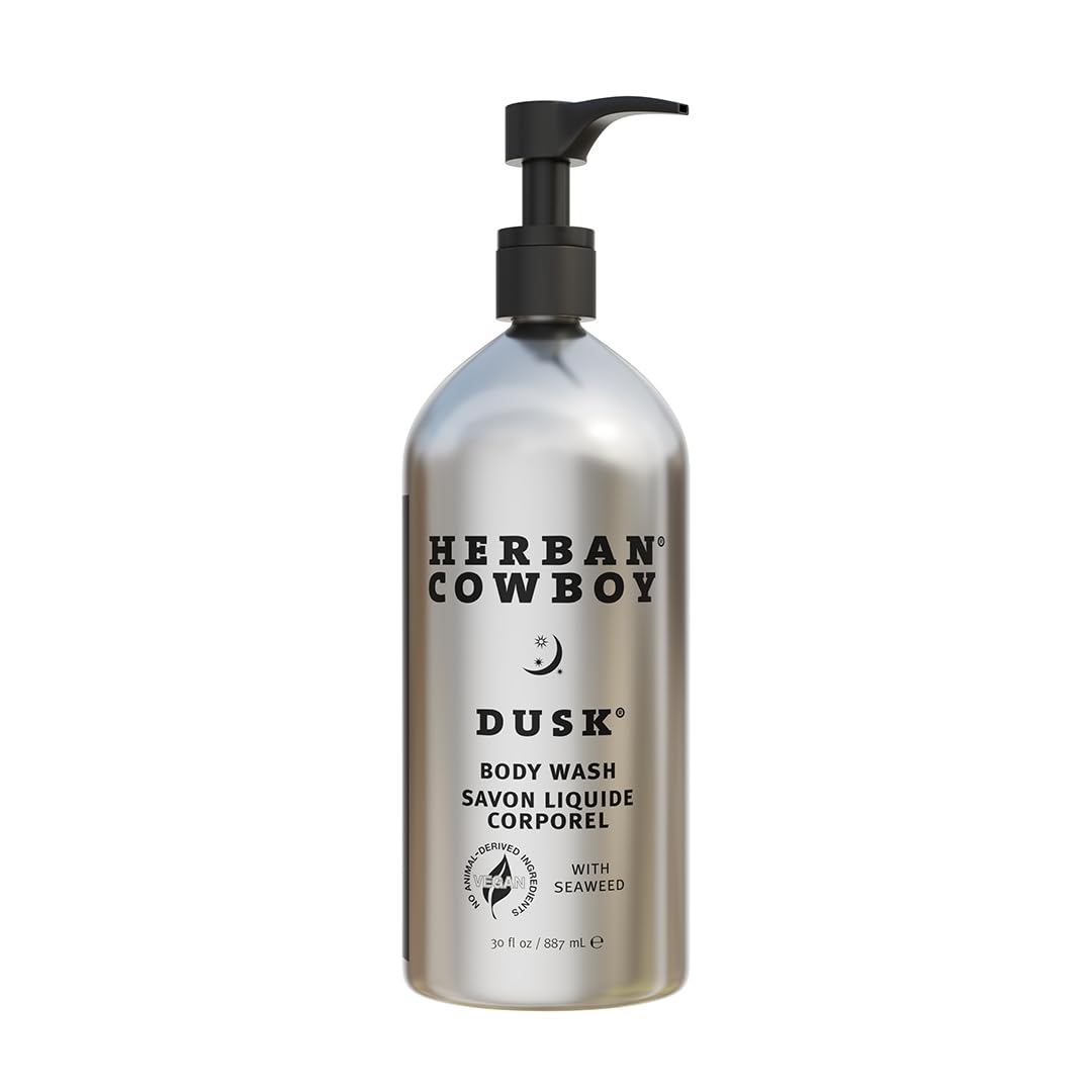Herban Cowboy Body Wash, Rich Cologne Scent, Enhanced with Plant-Powered Ingredients, Vegan Body Wash (Dusk, 30 Ounce Aluminum Bottle)