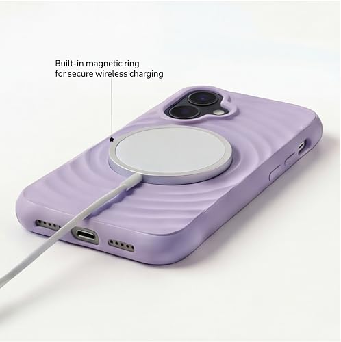 Image of amazon basics Shockproof Case for iPhone 17 | Ripple Pattern | Camera Protection | Protective Cover with Enhanced Grip & Wireless Charging Support - Light Purple