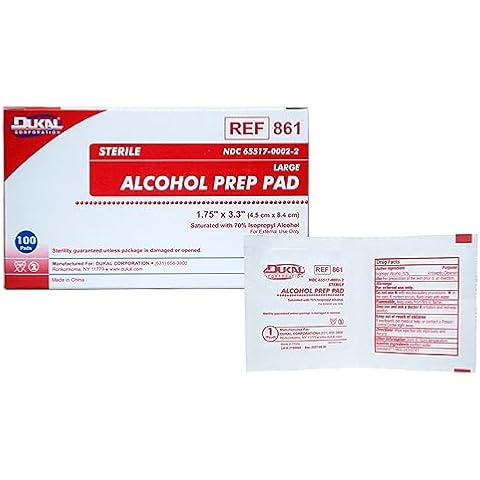 Dukal Alcohol Prep Pads - Individually Wrapped Sterile Wipes | 70% Isopropyl Alcohol for Effective Sanitization and Antiseptic Use | Versatile for Healthcare, First Aid, Daily Hygiene | Box of 100 Cover