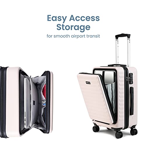 Image of Assembly Cabin Trolley Bag (55 cm) & Large Check in Polycarbonate Luggage Set of 2 - Premium Hardsided Suitcase with in-Built TSA Lock- Ivory