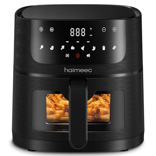 Image of Air Fryer Oven, 6.3Qt Airfryer, 8 Smart Presets for Roasts, Bakes, Broils, View Window, Quick & Oil-Free Healthy Meals, SHAKE Reminder, Recipes, Air Fry Fit for 4-8 People-CT03, Black AA