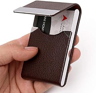 DMFLY PU Leather Business Card Case Slim Business Card Holder Pocket Business Name