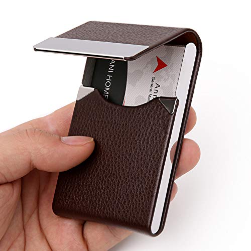 DMFLY PU Leather Business Card Case Slim Business Card Holder Pocket Business Name