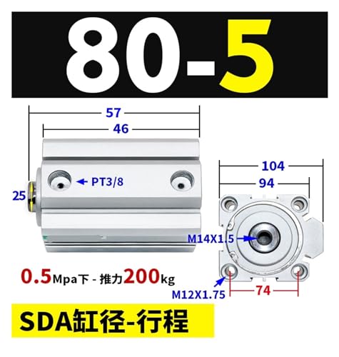 Cylindre carré SDA actionneur double effet SDA80 alésage 80mm pour automatisme