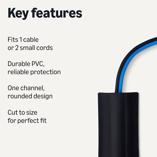 Image of Amazon Basics Floor Cord Cover, 6ft Length, 2.6 inch Diameter, Cable Protector, Black (Pack of 2)