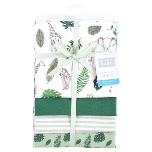 Image of Hudson Baby Unisex Baby Cotton Flannel Receiving Blankets, Jungle, One Size