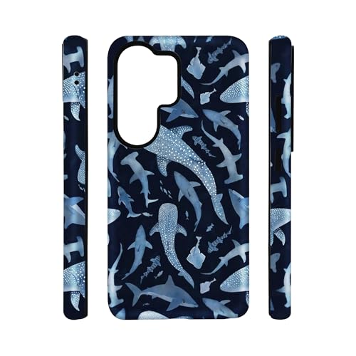 qizjio Shark and Whale Art Phone Case – Aesthetic Ocean Style, Shockproof Cover for Samsung Galaxy S26 Ultra
