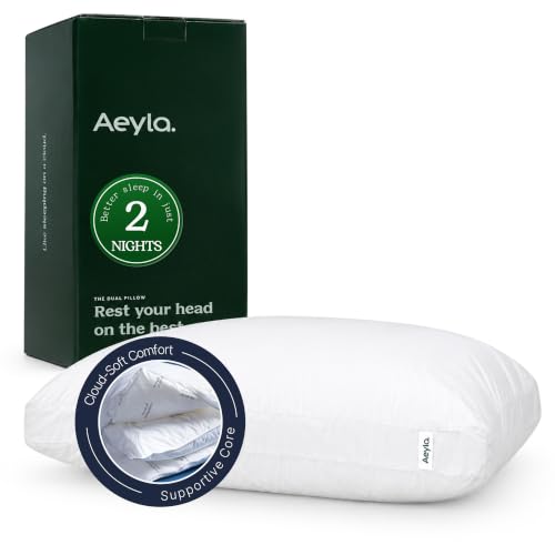 Aeyla Dual Pillow, Side Sleeper Pillow with Neck Support and Cooling Cover