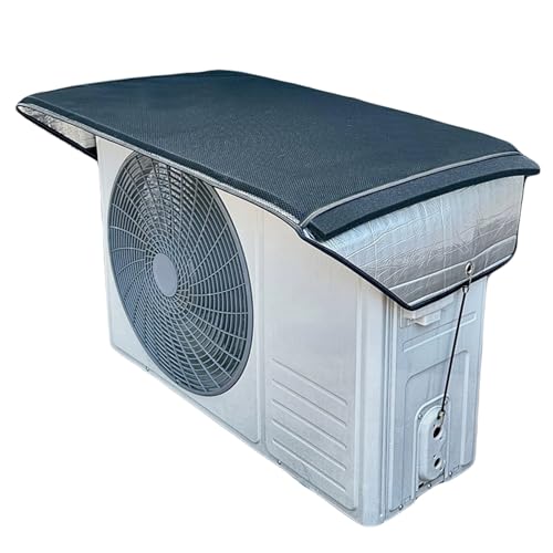 エアコン室外機カバー、室外機 日除け、エアコンカバーエアコンシェードカバー、二重アルミホイル、遮音綿入り、サイドエクステンション(120x50cm/47x20in)