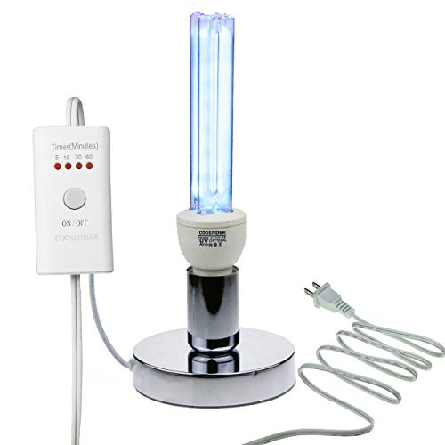 UV Germicidal Light UVC Lamp Timer/Bulb with Base / E26 25w 110v Covers up to 400sq ft. UVC Ozone Free