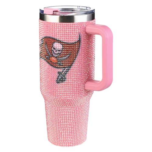Image of The Memory Company Officially Licensed 40oz Pink Bling Game Day Tumbler, Tampa Bay Buccaneers