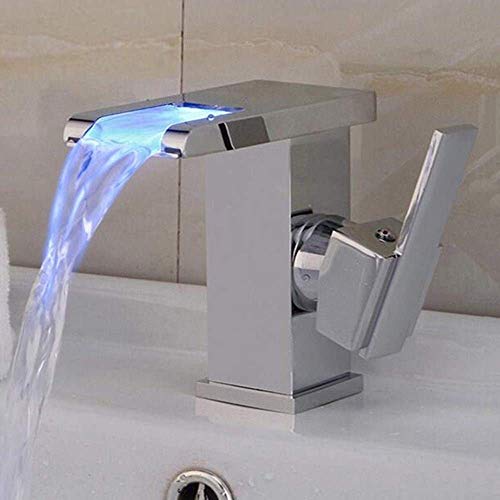 Mitigeur salle de bain cascade LED robinet lavabo baignoire eau chaude froide - 2