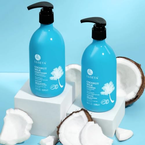 Image of Luseta Coconut Oil Shampoo and Conditioner for Dry Hair 16.9oz*2 | with Argan, Avocado & Almond Oil, Helps Nourish Dry Strands, Frizz Control, Restore Softness for Smooth, Healthy-Looking Hair