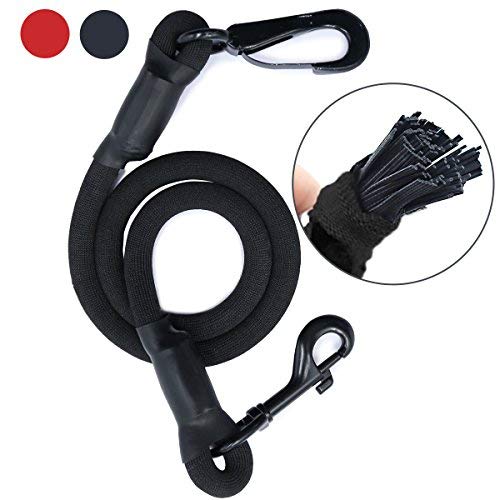 AMZNOVA Dog Seat Belt, Explosion-Proof Rushed Dog Car Harness Restraint Pet Safety Latch Seatbelt Durable for Cat Puppy Small Large Dogs Travel Carring, Black, L