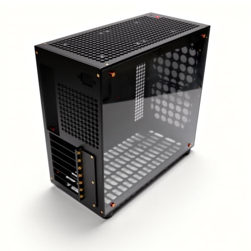 Image of ATX Gaming PC Case, CNC Machined Full Aluminum Tower, High-Airflow Full Ventilation Design, Type-C Front I /O, Dust Filters, Transparent Acrylic Side Panel, Black