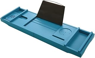 Bousige Bandeja de baño, Bandeja de bañera retráctil, Carrito de Ducha de baño Azul, Accesorios de baño, Estante de Almacenamiento, Soporte