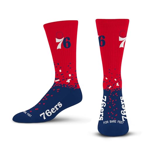 For Bare Feet NBA PHILADELPHIA 76ERS Spray Zone Crew Sock Team Color YOUTH