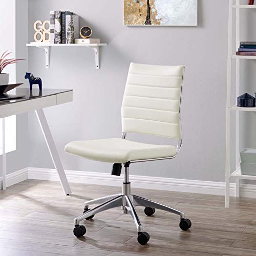 Modway Jive Ribbed Armless Mid Back Swivel Conference Chair In White #TOP1