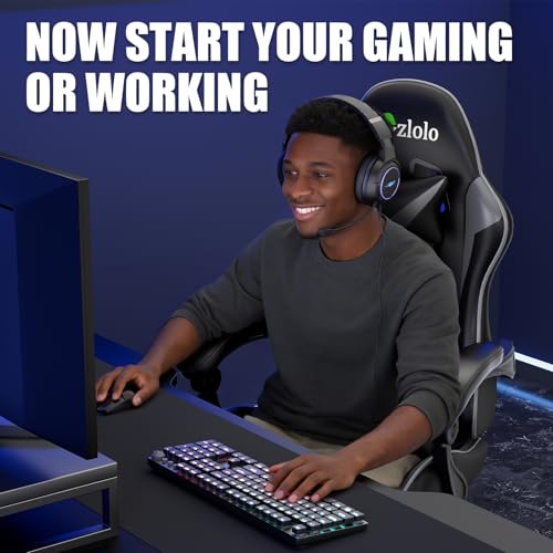 Czlolo Gaming Chair, Ergonomic Computer Chair with Footrest＆Lumbar Support, High Back Racing Style Reclining Video Game Chair, Adjustable Height ＆ Headrest, Grey - Image 7