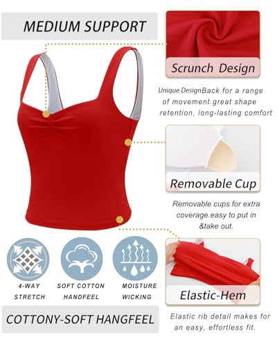 Image of RUNNING GIRL Workout Tank Tops with Built in Bras for Women,Criss-Cross Back Medium Support Sports Bras for Women