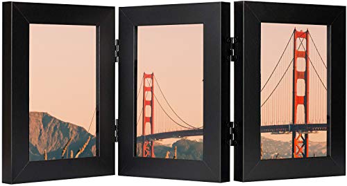 Frametory, Hinged Picture Frame with Glass Front Made to Display Three Pictures, Stands Vertically o - //coolthings.us