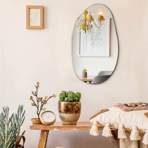 Edgewood Asymmetrical Accent Wall Mounted Irregular Oval Mirror Decorative Living Room Bedroom Entryway, 19.7 X 33.5 Inches #TOP1