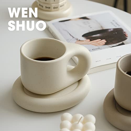 WENSHUO-Chubby-Funny-Coffee-Mug-Novelty-Cute-Cup-and-Saucer-Matte-Creme-9-oz