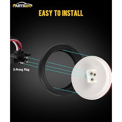 Partsam 4Pcs 4 Inch Round Led Trailer Tail Lights Kit Red 12 LED Waterproof 4 Brake Stop Turn Tail Marker Trailer Lights Sealed Flush Mount for Truck RV Boat UTE UTV 12V Grommet Plug Included