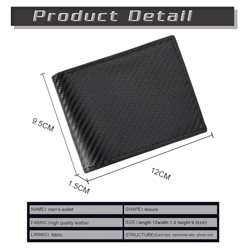 Men wallet black Carbon fiber textured large capacity wallet multiple holding positions loose change Bifold for men2