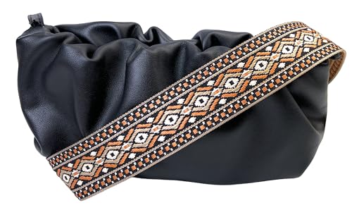 Image of Purse Strap with Bronze Hardware Guitar Style Adjustable Shoulder Crossbody Replacement Strap | Premium Webbing with Bronze Hardware Clip-On Installation Adjustable Length Comfortable Wide Guitar Style Strap