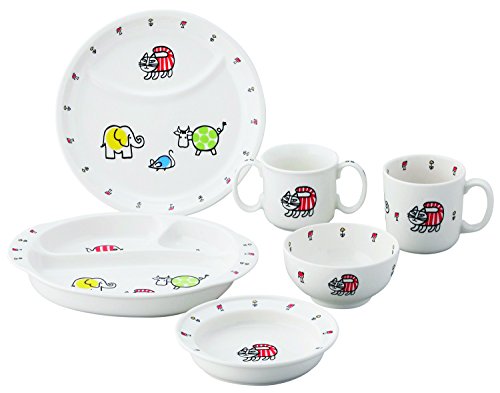 山加商店(Yamakasyoten) Lisa Larson (リサ ラーソン) 子ども食器 6点セット(キッズ仕切り皿 両手マグ ランチプレート お茶碗 マグカップ プレート皿) ベビー マイキー柄 (化粧箱入)子供用 LL50-115