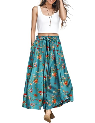YESNO Women Wide Leg Pants Summer Floral Boho Palazzo Pants