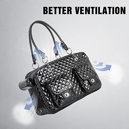 Fashion Pet Carrier Dogs Cat Small Animals Purse Bag, Leather Pet Carriers Dog Puppy Kitten Tote Travel Handbag Tsa Airline-Approved (Tartan Black) #TOP4