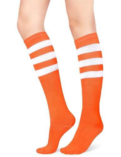 Image of Athletic Knee High Socks Stripe Running Baseball Thigh High Stockings Outdoor Sport Tube Socks