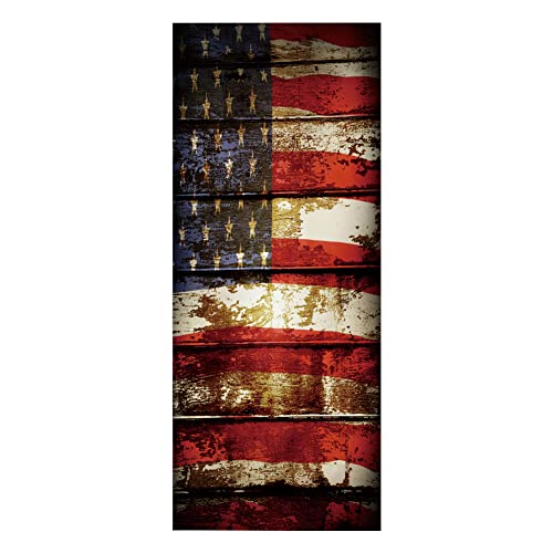 Door Sticker Wallpaper Murals Peel And Stick, Wall Sticker Decal For Bedroom Home Decor Waterproof, Removable Premium Vinyl Upgrade, Retro American Flag Wood Board #TOP9