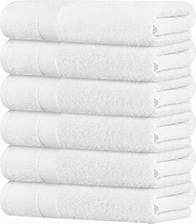 Wealuxe Small Bath Towels White - Lightweight 100% Cotton Bathroom Towels for Kids / Adults [22x44 6 Pack]